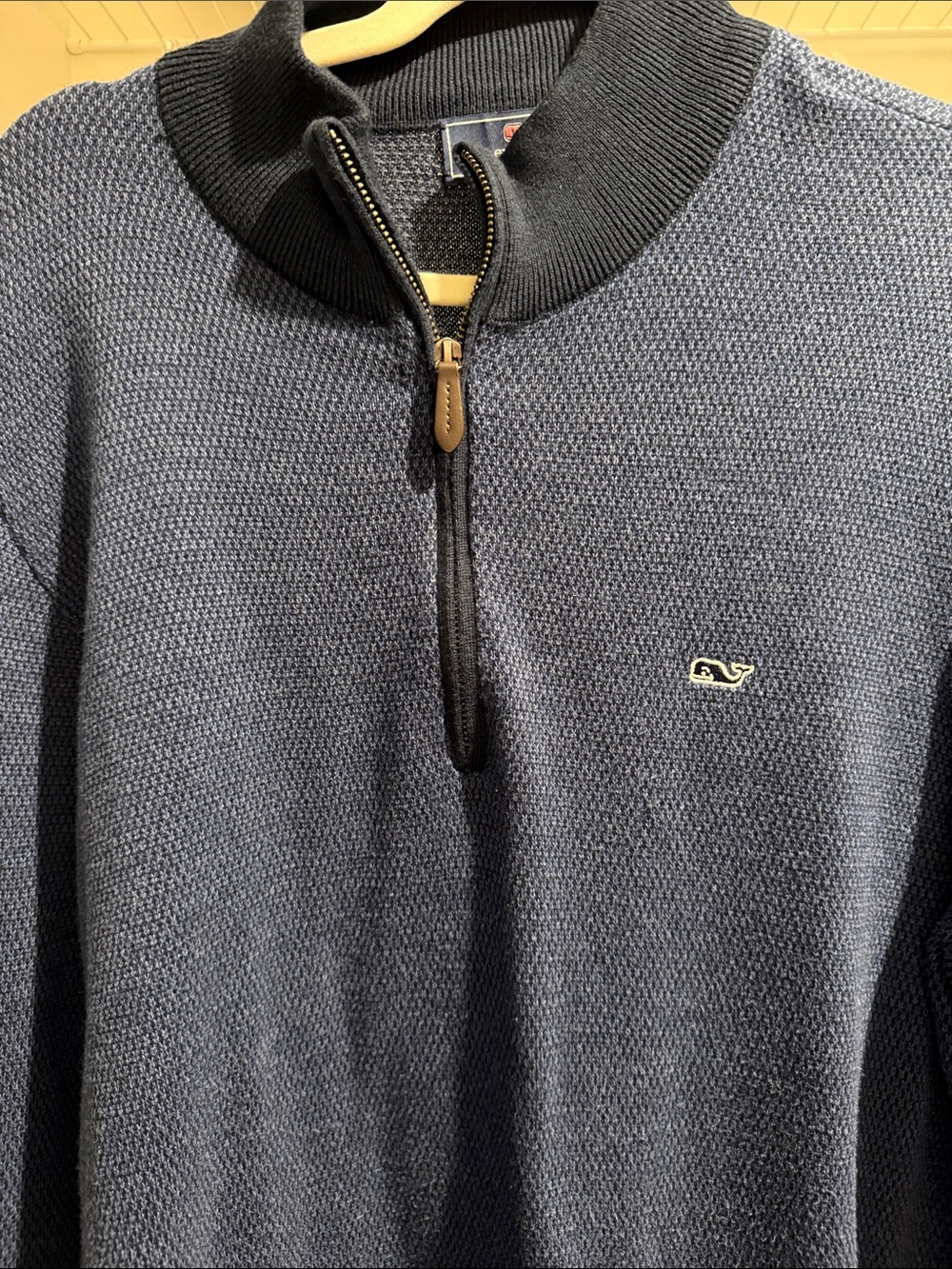 Vineyard Vines Men's Navy Textured Half-Zip Sweater